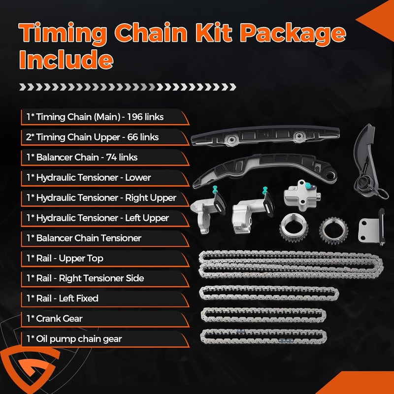 GEARCESS 130286KA0A Engine Timing Chain Kit Fit For Nissan Pathfinder & Fit For Infiniti QX60, 2017-2024 3.5L V6 VQ35DD, Replace 130286KA1B 130706KA1B 130706KA1C 130856KA0A 13091JA10A 130706KA0A 130856KA1B - Image 5